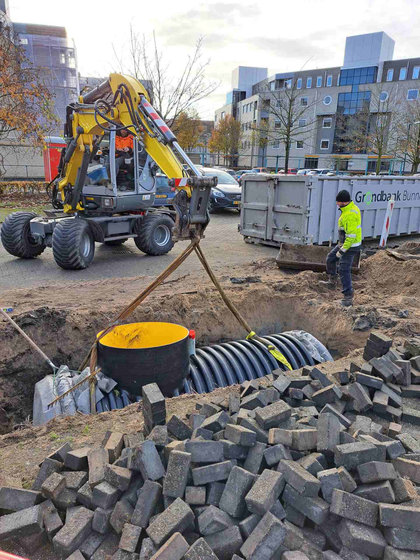 Installing TreeTube in the parking lot