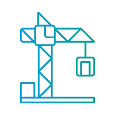 A crane lifts a load